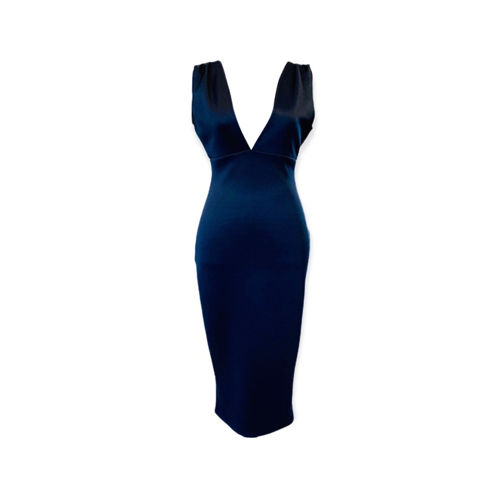 AX Paris | NW Plunge Hourglass Bodycon Midi Dress Navy Size 4 - Picture 13 of 16
